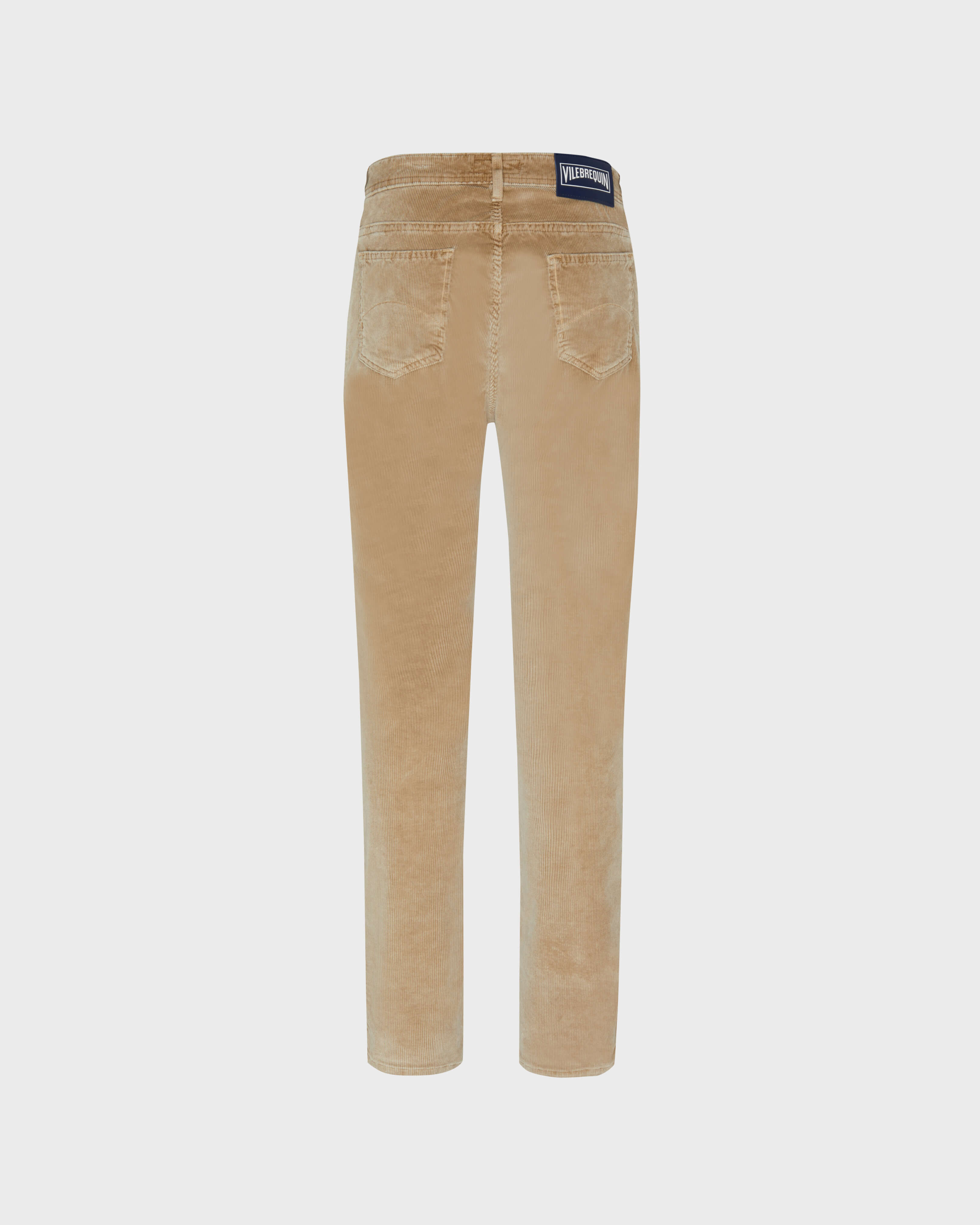 Men Vintage Faded 5-Pocket Corduroy Pants MOCHA back view