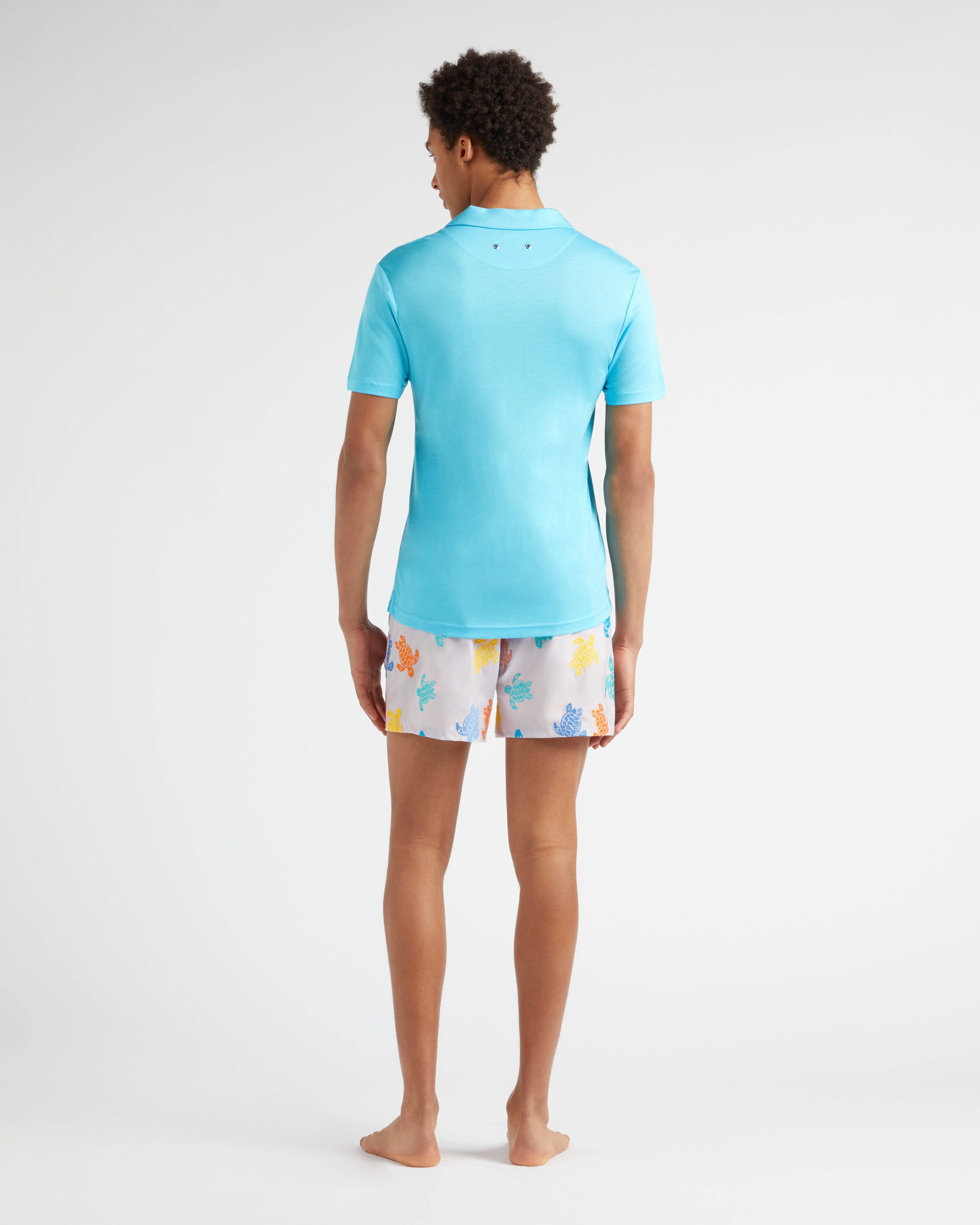 Men Tencel Polo Shirt Solid HORIZON backworn view