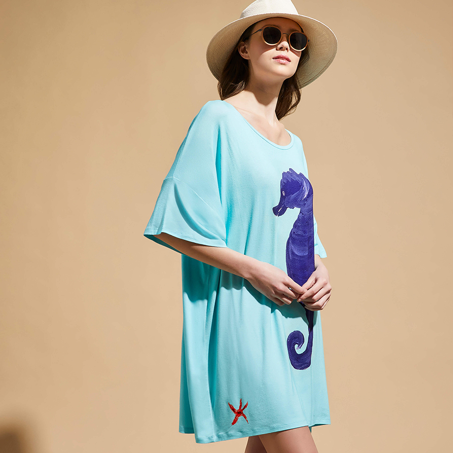 Women Maxi Viscose Dress Seahorse - Vilebrequin x Patrizia Gucci