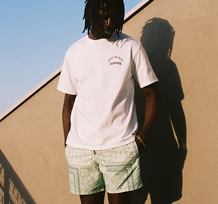 Man in swim shorts - Bape Black x Vilebrequin