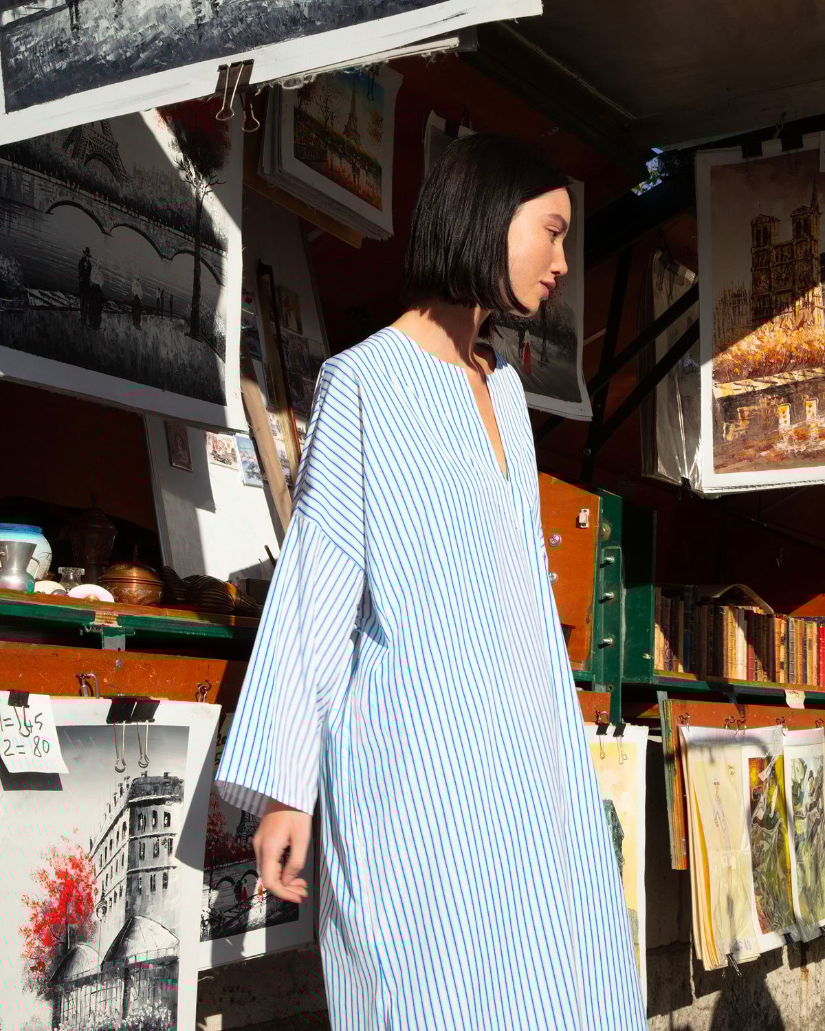 Ines de la Fressange striped Caftan