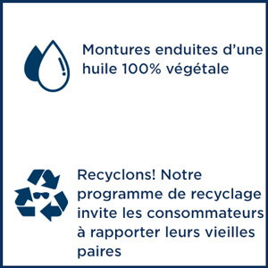 Montures enduites d’une huile 100% végétale - Recyclons! Notre programme de  recyclage invite les consommateurs à rapporter leurs vieilles paires