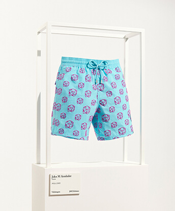 Men's swim shorts icecube print by John M Armleder