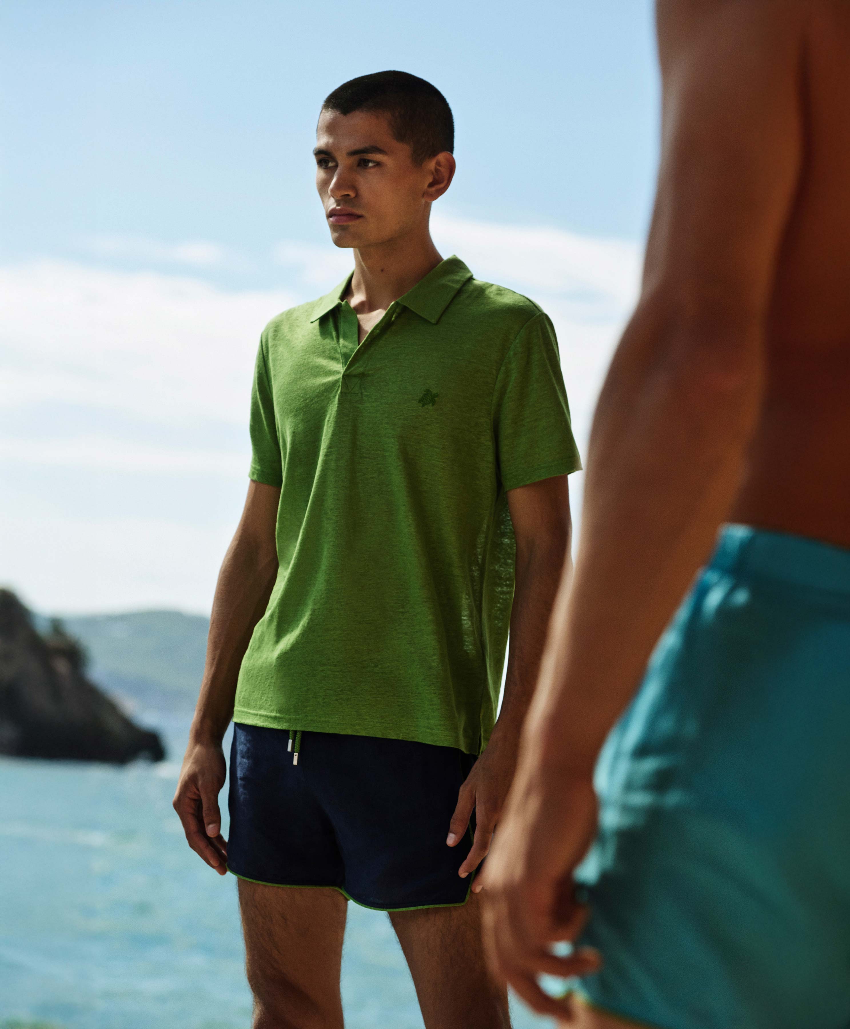 linen green polo