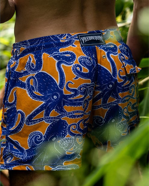 a orange swimsuit