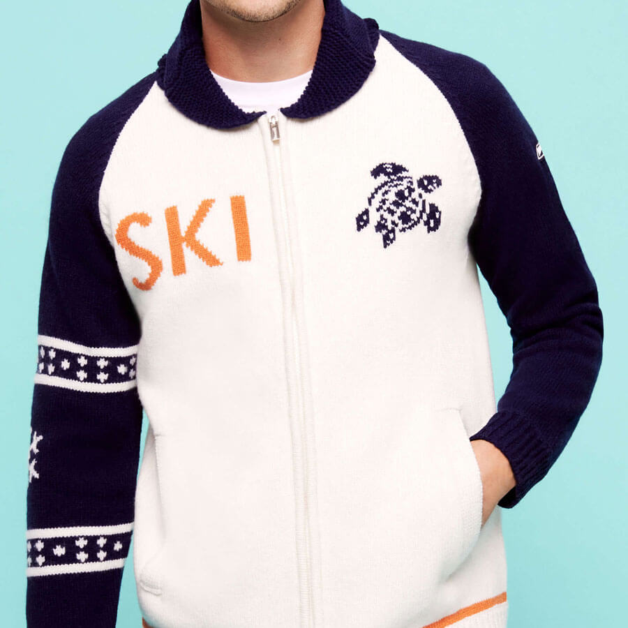 Ski Turtle printed men's cardigan