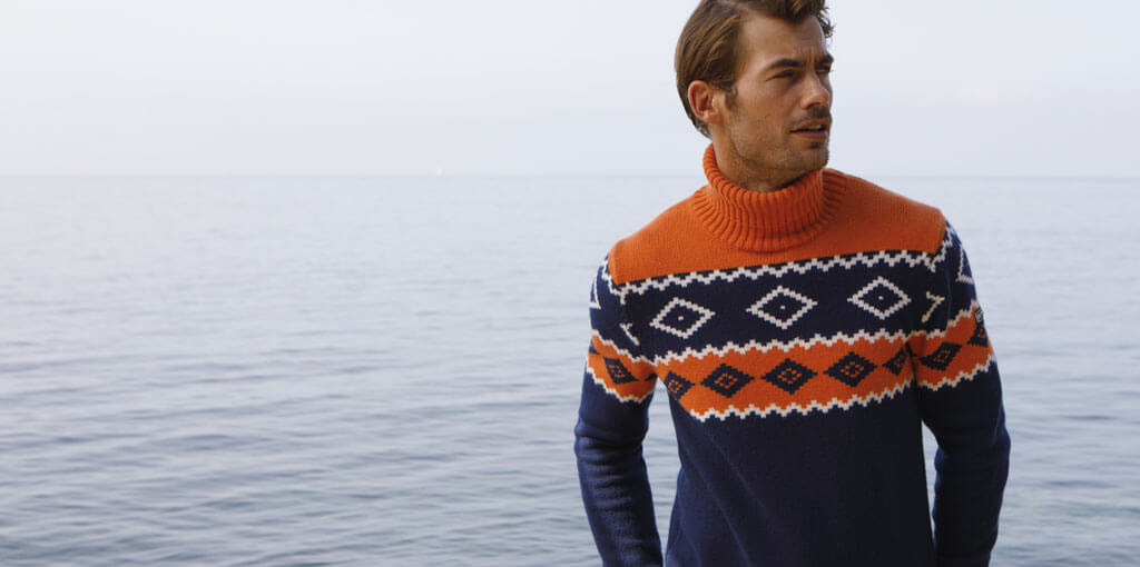 man wearing a turtleneck wool sweater