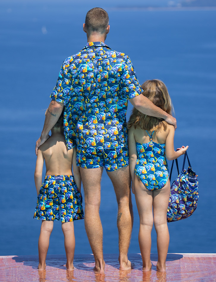 Family in matching prints