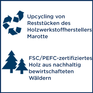 Upcycling von Reststücken des Holzwerkstoffherstellers Marotte-FSC/PEFC-zertifiziertes Holz aus nachhaltig bewirtschafteten Wäldern