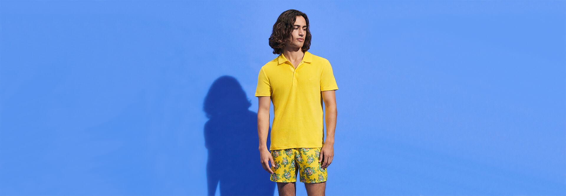 Yellow terry polo shirt for men 