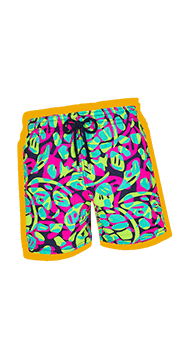 Men's swim short with aquatic patterns