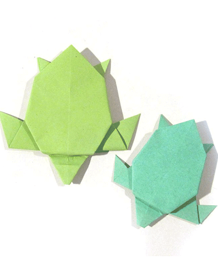 Light green and turquoise blue turtle origami