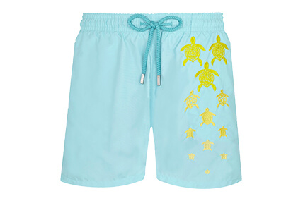 Sky blue Motu men's embroidered swimsuit