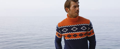 man wearing a turtleneck wool sweater