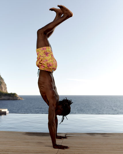 Man wearing Vilebrequin swimsuit