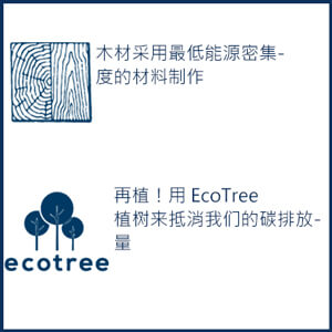 木材采用最低能源密集度的材料制作-再植！用 EcoTree 植树来抵消我们的碳排放量