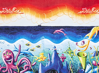 Motif Maillot de bain Homme Tortues Rainbow par Kenny Scharf