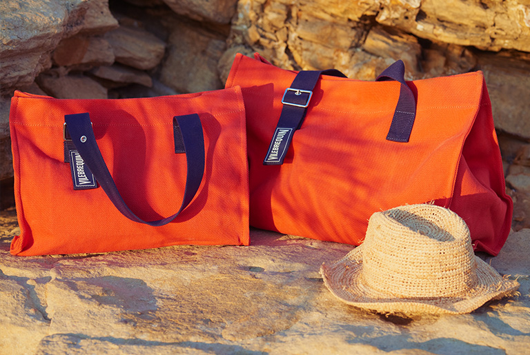 Foldable Orange Beach Bag, Vilebrequin