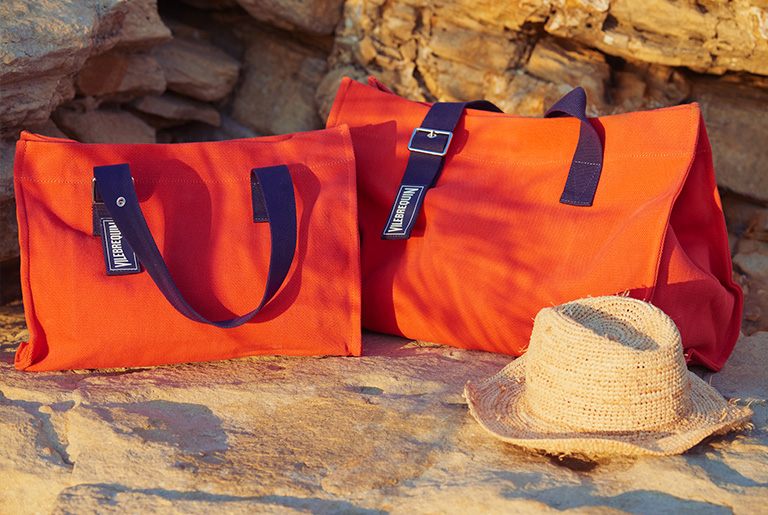 Sac de plage orange pliable, Vilebrequin