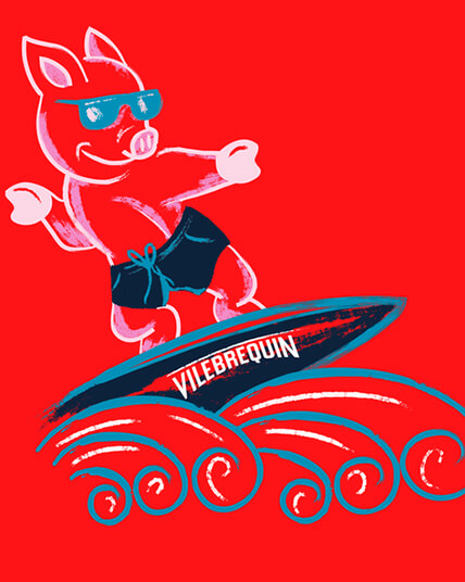 Surfing Pig Lunar Year 2019 Pattern for Men’s Swim Shorts