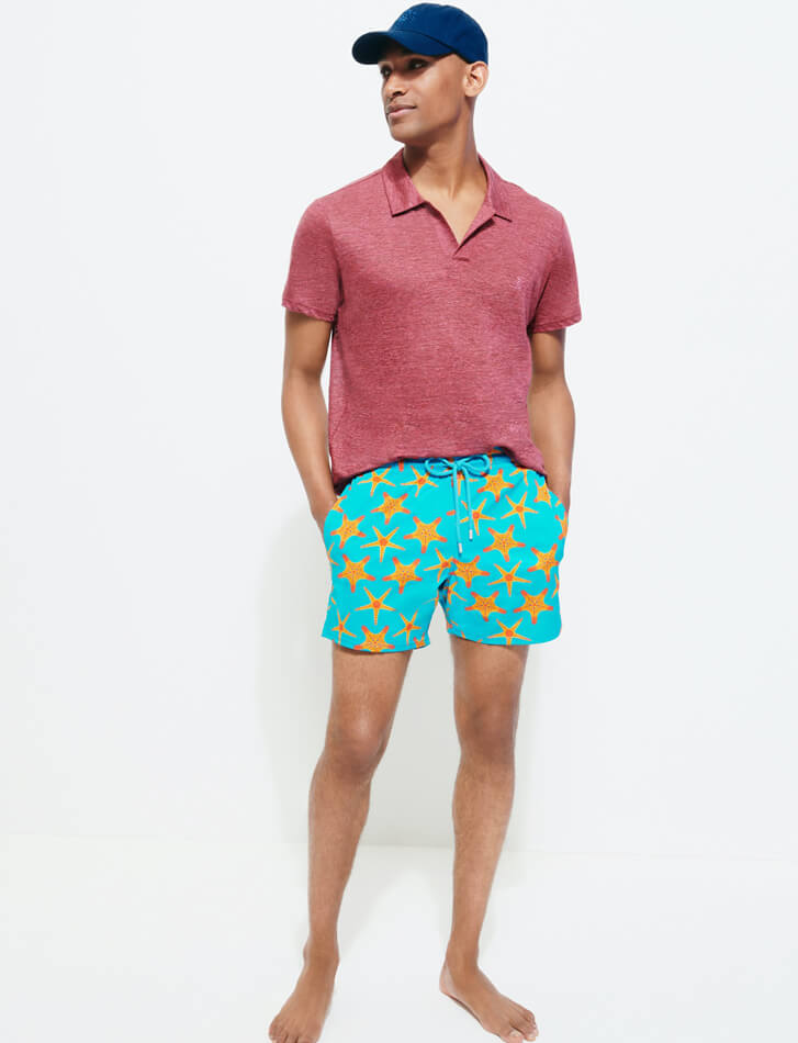 Shirt and luxury swim shorts