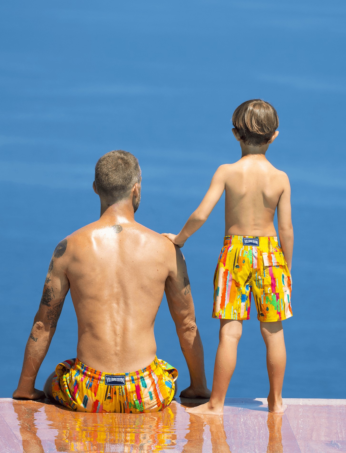 Father son matching swim shorts