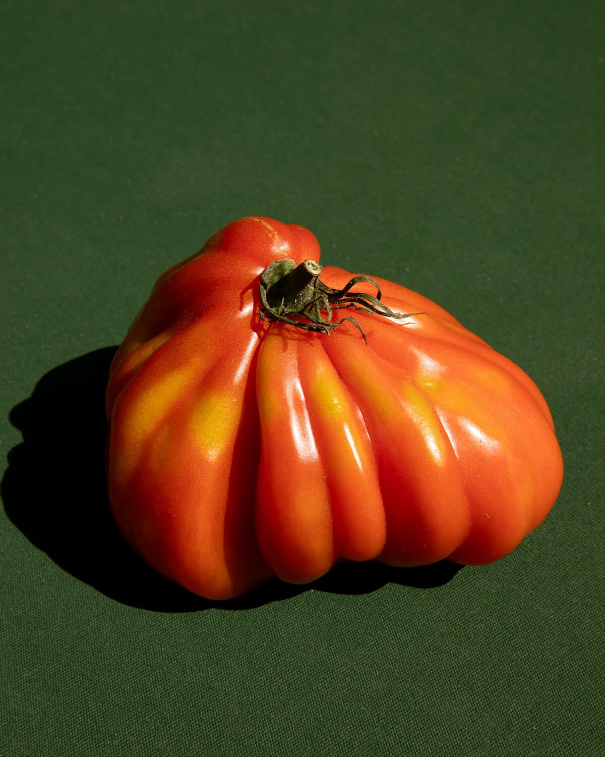 A tomato A big red tomato on a green background