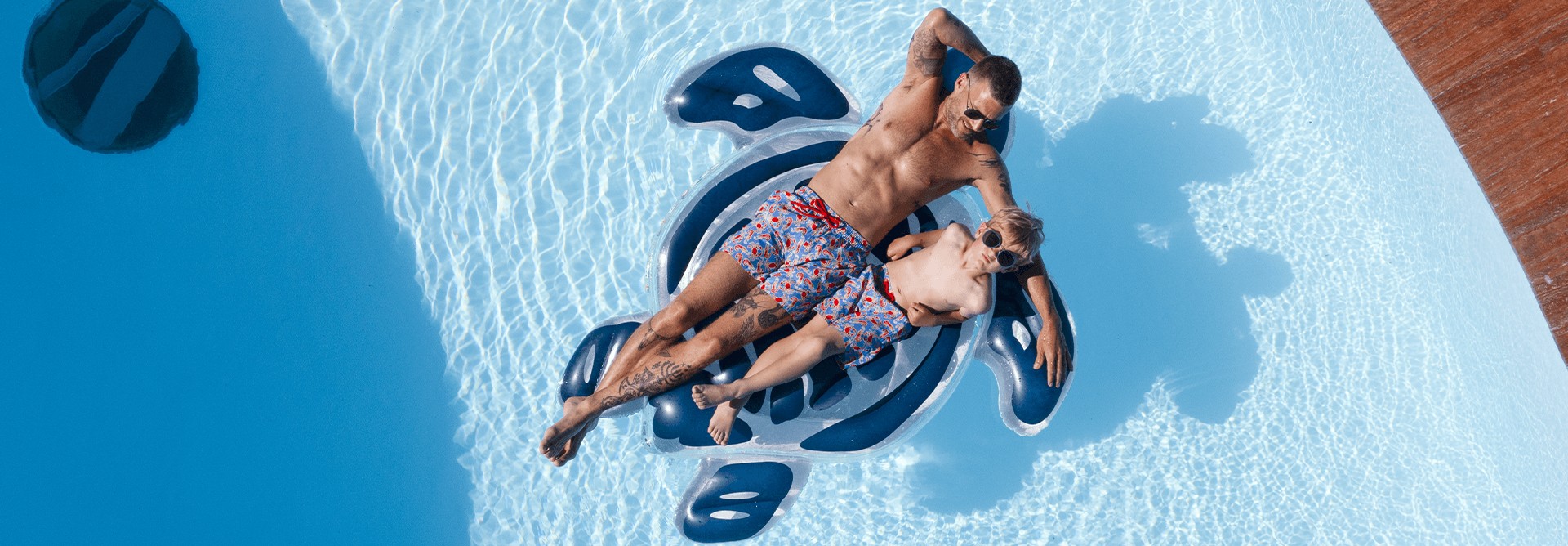 Father son matching swim trunks