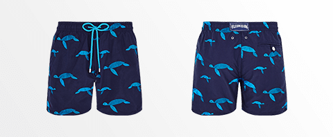 Limited edition Vilebrequin men's swimwear embroidered with origami turtles