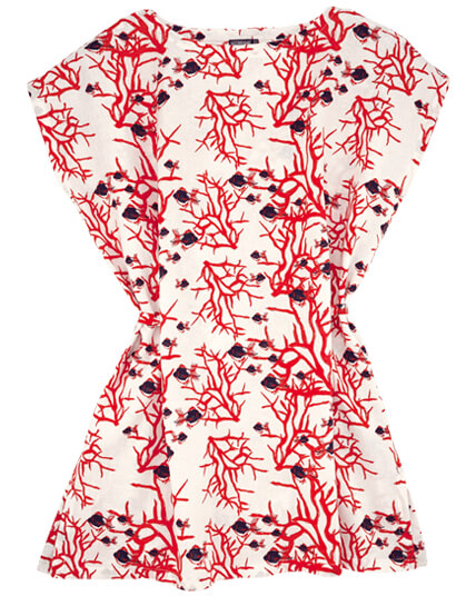 Vestido en Lino con estampado Coral & Fish