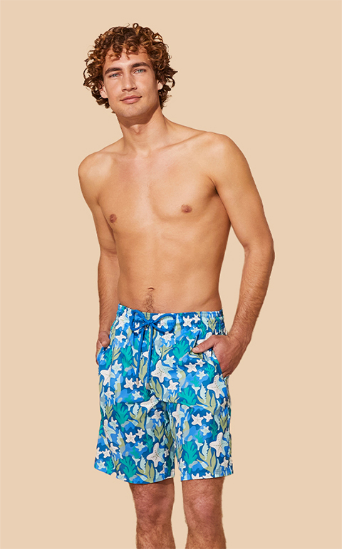 JERECY Mens Swim Trunks Japanese Golden Floral Pattern Quick Dry Board Shorts with Drawstring and Pockets 