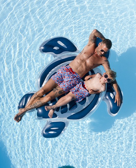 Father son matching swim trunks