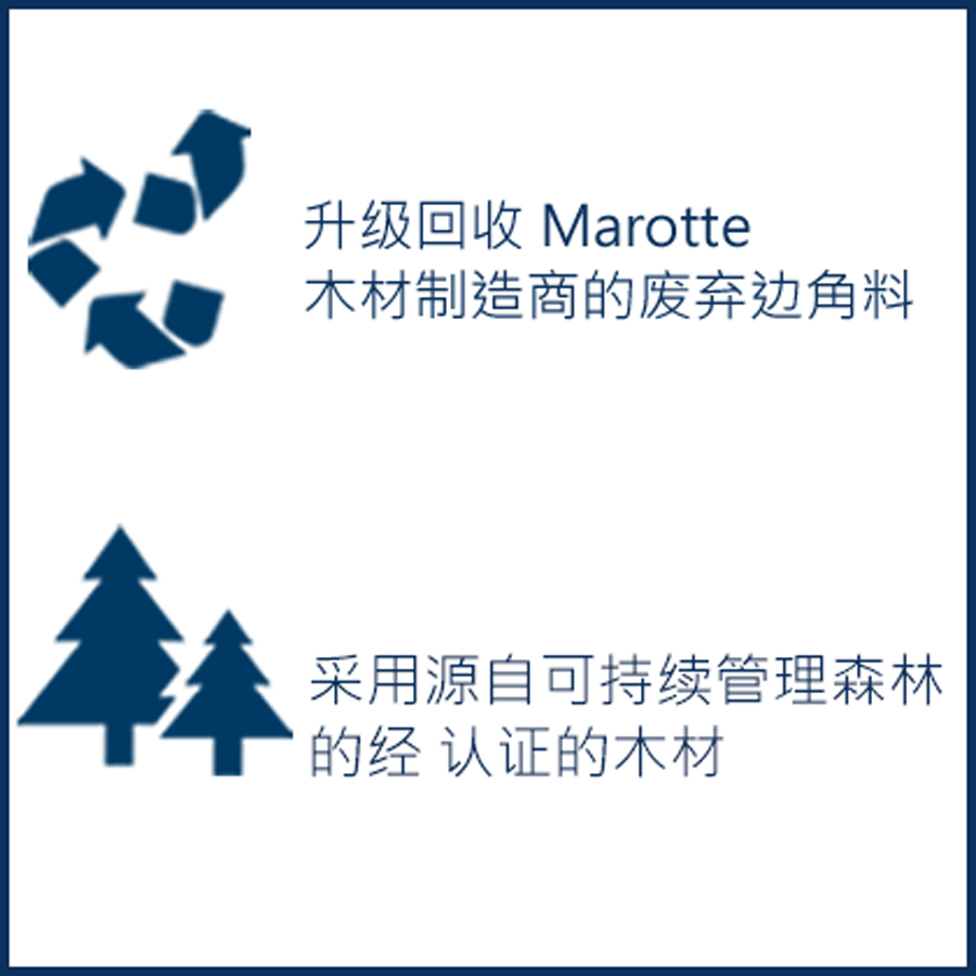 升级回收 Marotte 木材制造商的废弃边角料-采用源自可持续管理森林的经 认证的木材