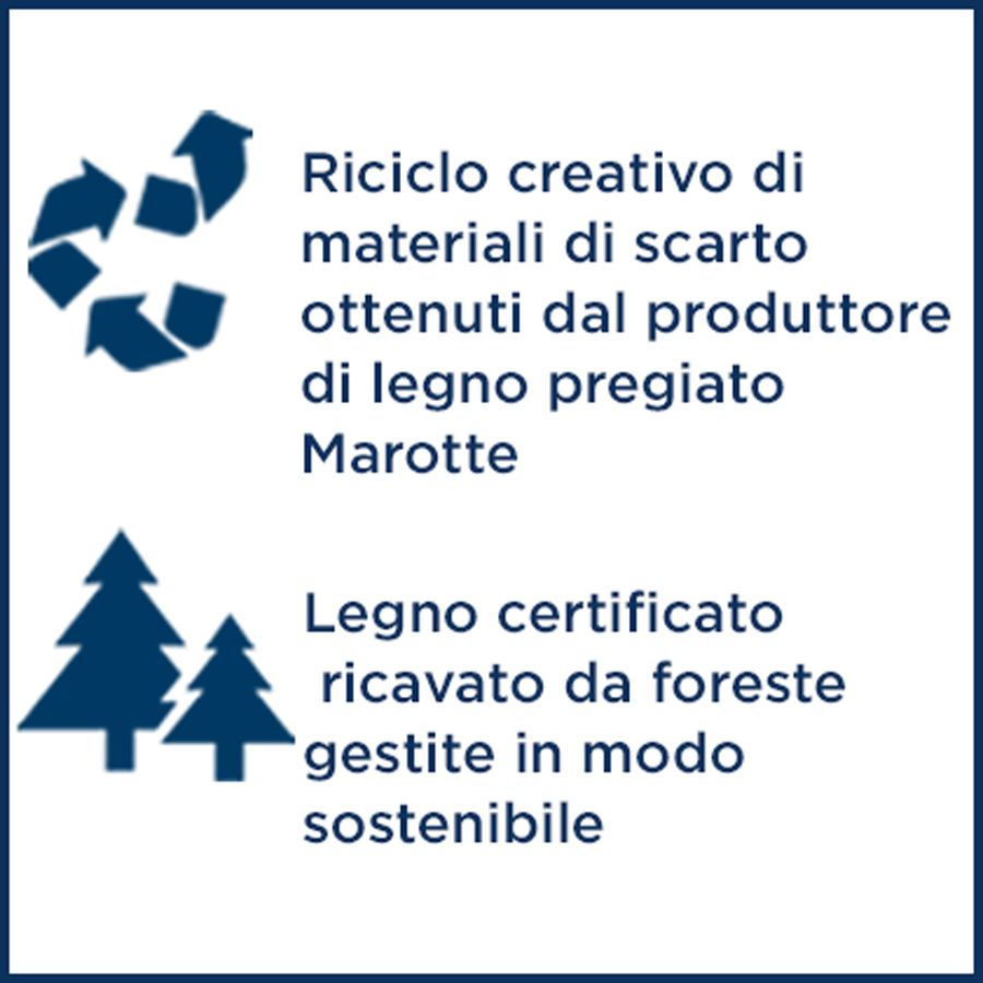 Riciclo creativo di materiali di scarto ottenuti dal produttore di legno pregiato Marotte -Legno certificato ricavato da foreste gestite in modo sostenibile