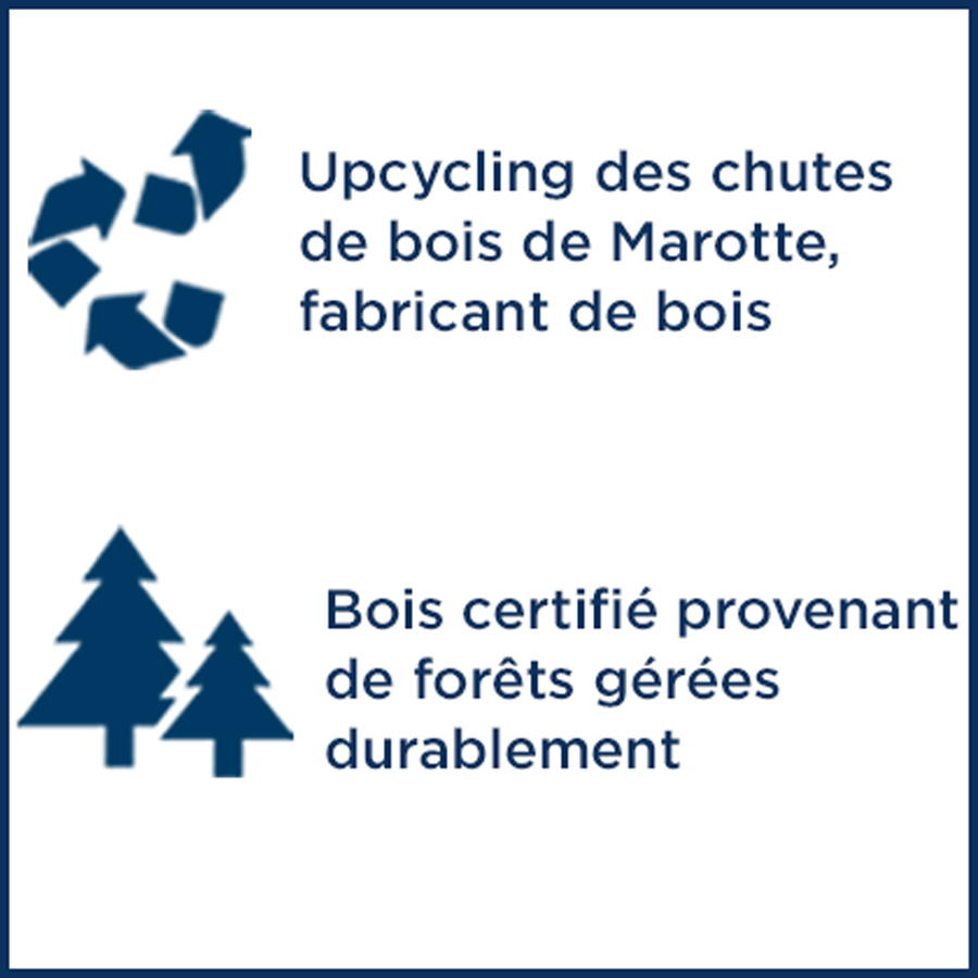 Upcycling des chutes de bois de Marotte, fabricant de bois Bois certifié provenant de forêts gérées durablement - 