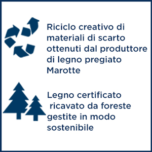 Riciclo creativo di materiali di scarto ottenuti dal produttore di legno pregiato Marotte -Legno certificato ricavato da foreste gestite in modo sostenibile