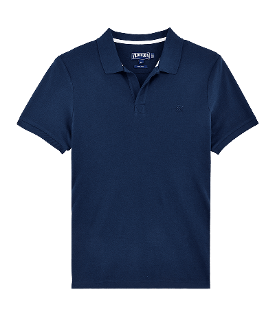Navy men polo shirt with short sleeves
