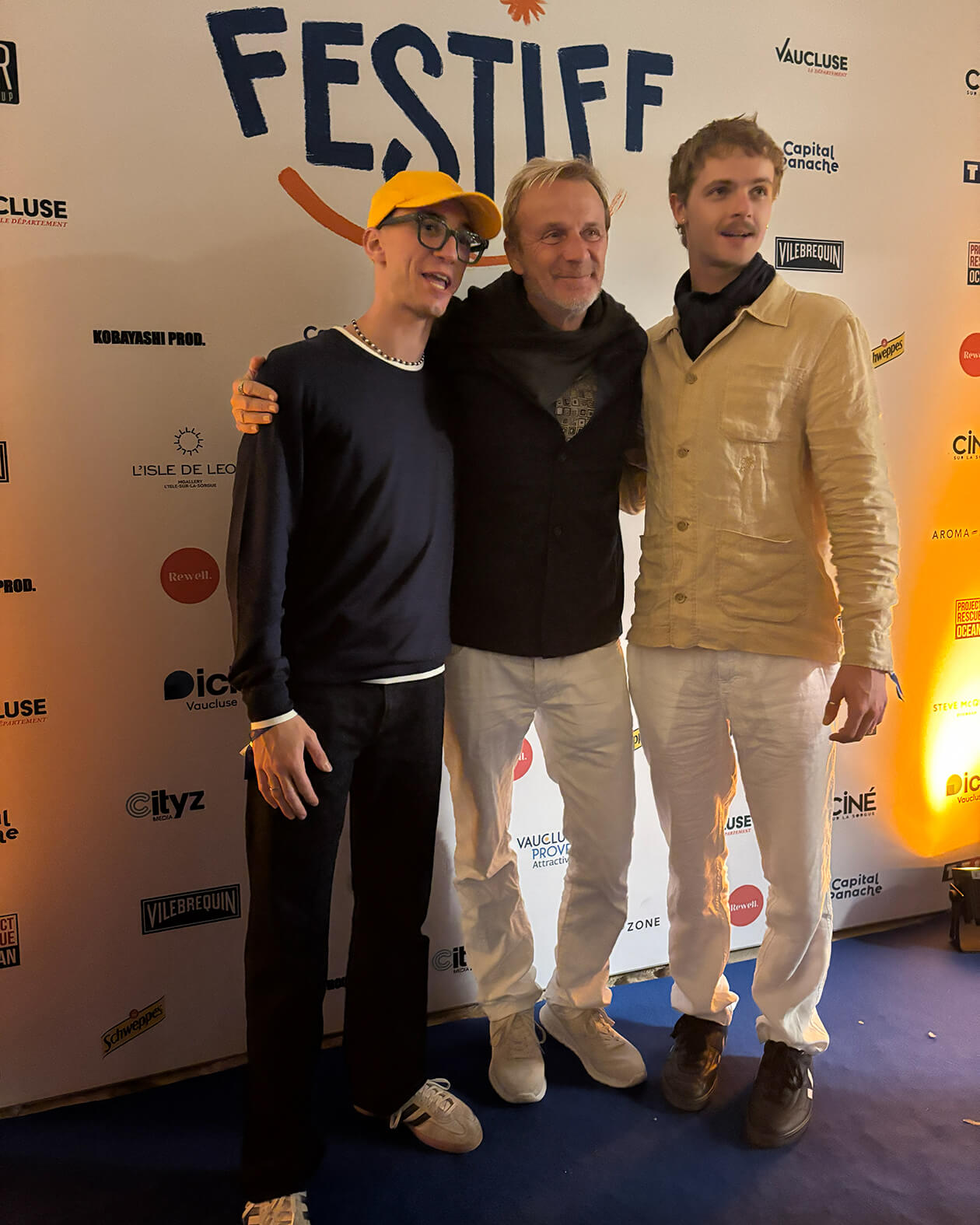 Festiff event the CEO of Vilebrequin, Roland with two influencers