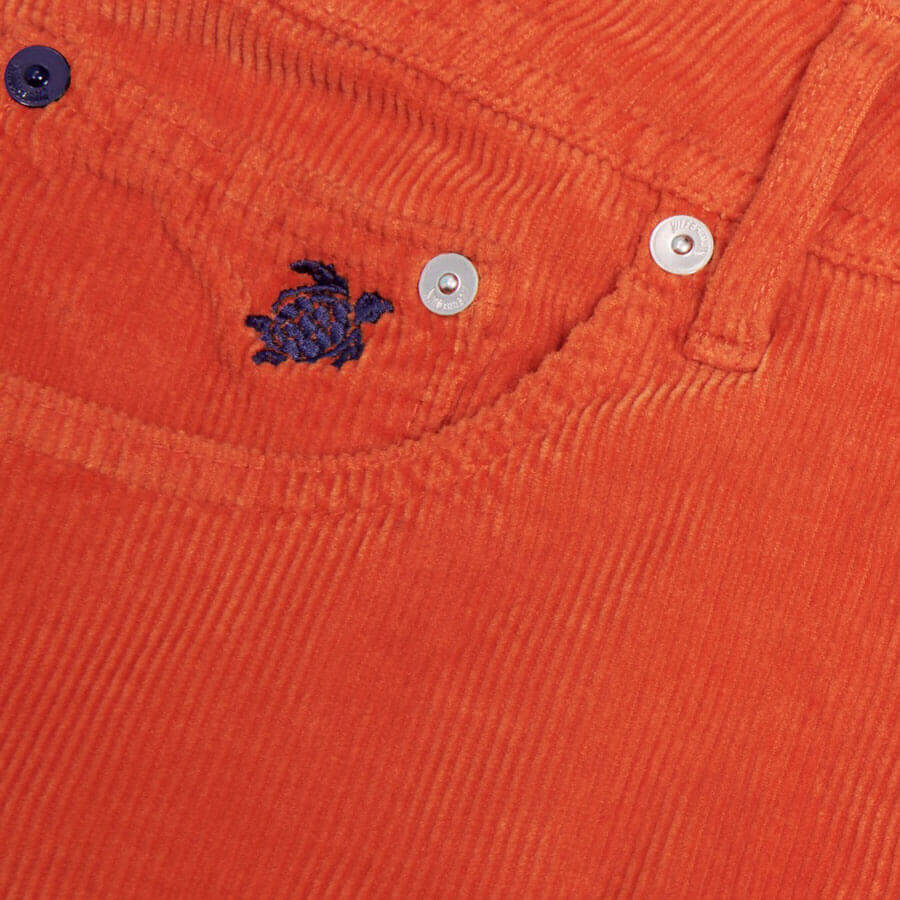 men's velvet corduory pants with turtle embroidery