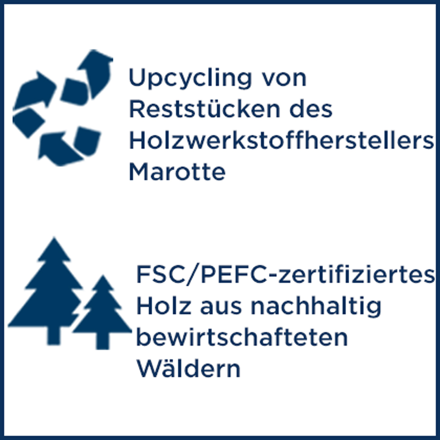 Upcycling von Reststücken des Holzwerkstoffherstellers Marotte-FSC/PEFC-zertifiziertes Holz aus nachhaltig bewirtschafteten Wäldern