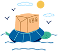 A turtle swimming with a Vilebrequin ship box in the sea 