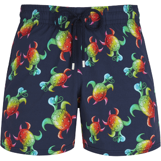Men Stretch classic Printed - Men Stretch Swimwear Tortues Rainbow Multicolor - Vilebrequin x Kenny Scharf, Navy front view