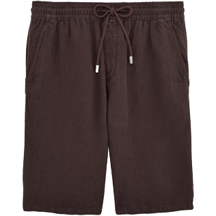 Men Others Solid - Men Italian Pockets Linen Bermuda Shorts Solid, Chocolate front Men Others Solid - Men Italian Pockets Linen Bermuda Shorts Solid, Chocolate front