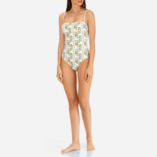 Women One Piece Printed - Women Bustier One Piece Swimsuit Bamboo Song, Peony frontworn Women One Piece Printed - Women Bustier One Piece Swimsuit Bamboo Song, Peony frontworn