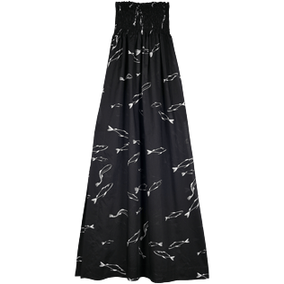 Women Others Printed - Women Long Bustier Cotton Voile Dress Fish Dance, Black front Women Others Printed - Women Long Bustier Cotton Voile Dress Fish Dance, Black front