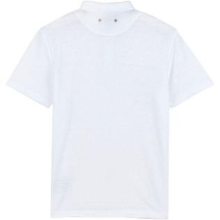 Men Others Solid - Men Linen Jersey Polo Shirt Solid, White back view