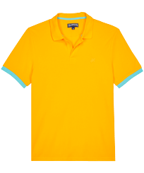 Solid Polohemd aus Baumwollpikee für Herren Yellow Vorderansicht
