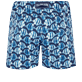Batik Fishes Stretch-Badeshorts mit flachem Bund für Herren Marineblau Rückansicht