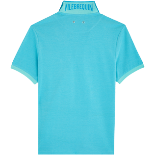 Picture of Men Others Solid - Men Cotton Pique Polo Shirt Solid, Azure back view Picture of Men Others Solid - Men Cotton Pique Polo Shirt Solid, Azure back view