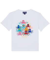 Camiseta de algodón con estampado Multicolore Medusa para niños Blanco vista frontal